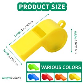 WSYUB 48Pcs Plastic Whistles, Sports Whistle Bulk with Lanyard, Super Loud Training Sports Whistle for Coaches Referees, Colorful Whistles for Toy Soccer Giveaways Party