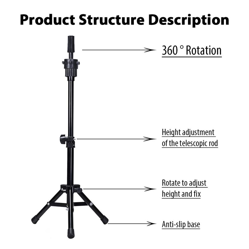Dansee Mini Adjustable (36-55cm) Training Head Tripod Stand Holder Mannequin