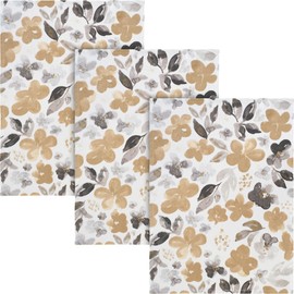 REDBEST Tea Towel Pack of 3 Cotton Beige / Grey Size 50 x 70 cm