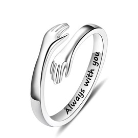 IEFSHINY Hug Ring for Women Teen Girls, 925 Sterling Silver Rings Hug Rings for Women Wife Gift Ideas Teen Girl Gifts Teenage