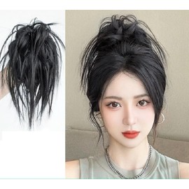 Messy Bun Hair Piece Hair With hairclip Extensions Hairpiece Synthetic Hair Extensions Scrunchies Hairpiece for Women (Natural black)