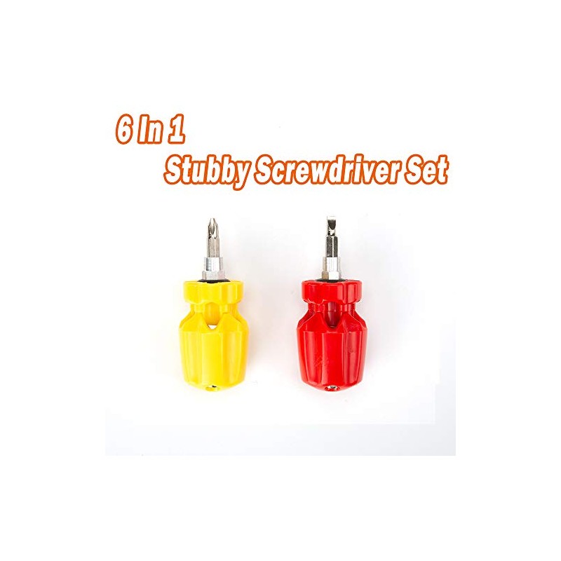 6 in 1 Stubby Screwdriver Handle Set Multi-Tool Chrome Vanadium