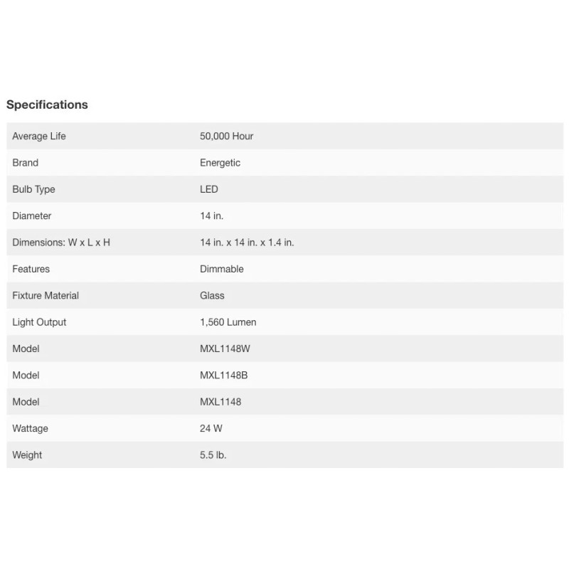 Energetic Lighting NEW Energetic 14” Slim LED Flush Mount Light