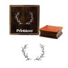 Printtoo Leaf Wreath Pattern Square Wooden Rubber Stamp Diary Card