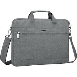 LANDICI 360° Protective Laptop Shoulder Bag 15.6 Inch, Laptop Case Sleeve for MacBook Pro 16, 15.6-16” Acer HP Dell ASUS Laptop, Waterproof Computer Bag Slim Briefcase for Men Women, Grey