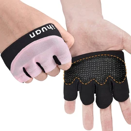 ihuan New Weight Lifting Gym Workout Gloves Men & Women, Partial Glove Just for The Calluses Spots, Great for Weightlifting, Exercise, Training, Fitness (Pink, L)