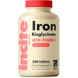 Gentle Iron Tablets - Iron Bisglycinate 28 mg, 6 Month’s Supply - 360 High Strength Tablets - Supplement Suitable for Vegans - Best Immune System Booster for Women & Men - Made in UK