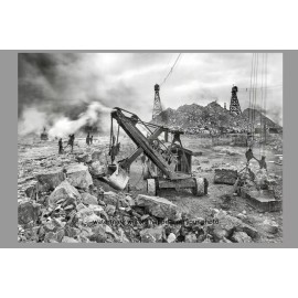 Steam Shovel Construction Crew PHOTO 1910 Michigan Dynamite Blasting Excavator