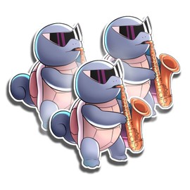 Handmade Squirtle Saxophone Waterproof Vinyl Sticker / Decal  4.5" Tall
