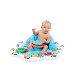 Inflatable Baby Splash Mat with Backrest & Fun Stackable Rings | Inflatable Infant Pad/Pool | Summer Fun for Baby