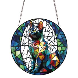 PLIGREAT Colorful Acrylic Suncatcher Window Wall Art Hanging Ornament Painted Fragmented Cat Art Crafts Suncatcher for for Garden Home Indoor Outdoor Hanging Decor Housewarming Gift
