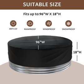 iBirdie Outdoor Waterproof 8 Feet Stock Tank Pool Cover, 95, 96, 97 inch Round Hot Tub Covers for Water Ice Bath Cold Plunge Pools, 600D Heavy Duty Weatherproof