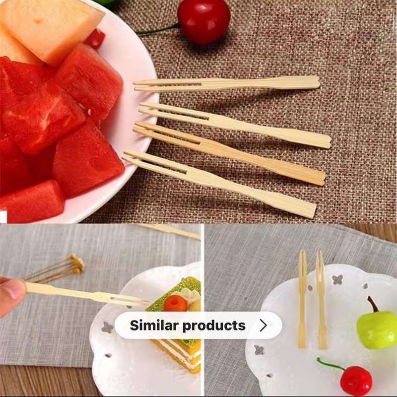 Whispering Fantasy 100pcs 9cm Wooden Fruit Forks, Disposable Wooden Forks
