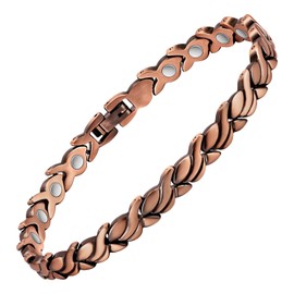 EnerCoppeX Copper Ankle Bracelet for Women, Magnetic Pure Solid 99.99% Copper Lymph Detox Anklet, 3500 Gauss Effective Magnet (CAC-0055Q)
