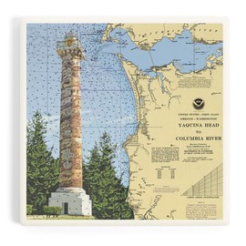 Astoria Column, Oregon, Nautical Chart (Absorbent Ceramic Coaster, Single, Cork Back, Kitchen Table Decor)