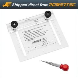 POWERTEC 71412 Cabinet Hardware Drawer Pull Jig Template and Center Punch Kit