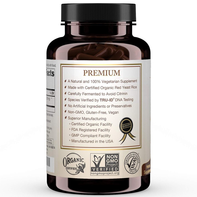 Certified Organic Red Yeast Rice Supplement - 120 Capsules, 2