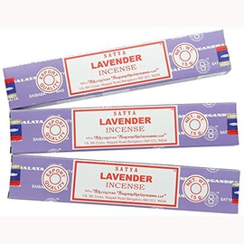 3 X LAVENDER Satya Nag Champa Incense Sticks Packs 15g with Souvenir Badge By Sterling Effectz