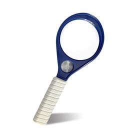 20 x & 10 x Handheld Magnifier Glass with Protective Sleeve, Small Reading Magnifying Glass with Non Slip Handle, Portable Hand Held for Seniors Students Exploring (65mm, Blue & White)