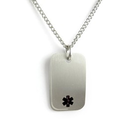 My Identity Doctor Pre-Engraved & Customized Schizophrenia Medical Alert Dog Tag Necklace, Stainless Steel