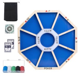 Wooden Michigan Rummy Board Game,13 * 13 inches,Tripoley Game,Deluxe Set, 1 Michigan Rummy Board,2 Pokers,100 Chips(in a Box),1 Manual,1 Portable Storage,Party Game,Blue (Blue)