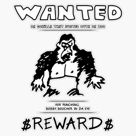 Wanted Gorilla - The Waterboy - Light Bumper Sticker Vinyl Decal 5 inches