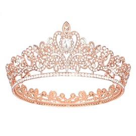 Jaciya Tiara for Women - Rose Gold Wedding Hair Piece and Birthday Princess Accessories
