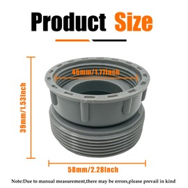 2Pcs Female 45mm to Male 58mm Sink Drain Reducer Coupling,Plastic Trap Adapter,Straight Extended Sink Drain Connector for Bathroom Kitchen Sink