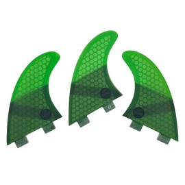 UPSURF Surfing 3fins S Size Double Tabs Fins Base Tri fins Surfboard Thrusters Fiberglass Honeycomb (Green)
