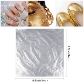 MIAHART 200 leaves imitation gold leaf, silver leaf for art project craft decoration, gilding craft, DIY creation (14x14cm)