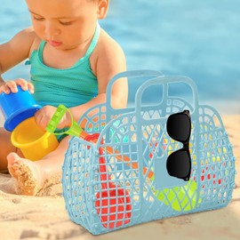 Jelly Tote Bag | Beach Handbags | Trendy Reusable Jelly Tote Purse Easter Storage Basket for Beach Summer Concert Wedding Children Girl