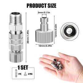Airbrush Quick Release Coupling Disconnect Adapter Kit, 5PCS 1/8 Inch Male Fitting Adapters and Female Connector Adjustment Control Valve Airbrush Accessories for Airbrush Hose Air Compressor