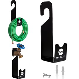 Morvat Premium 150 Ft Hose Hanger with Rust Resistant Metal, Organize Your Garden, Garage & Outdoor Storage Area, Wall Mount Holder or Hang/Hook Over Water Spigot with Included Screws
