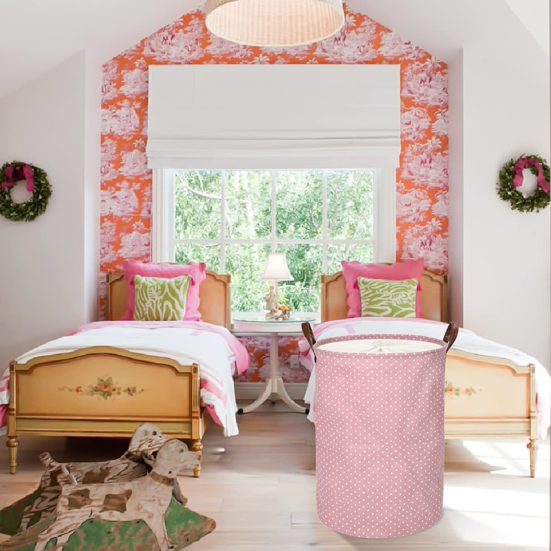 DOKEHOM 20 Inch Thickened Foldable Round Storage Laundry Baskets, Cotton