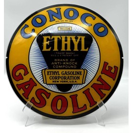 CHEVRON CONOCO ETHYL GAS 13.5" GLASS FACE for GAS PUMP GLOBE - DOUBLE STRENGTH GLASS!