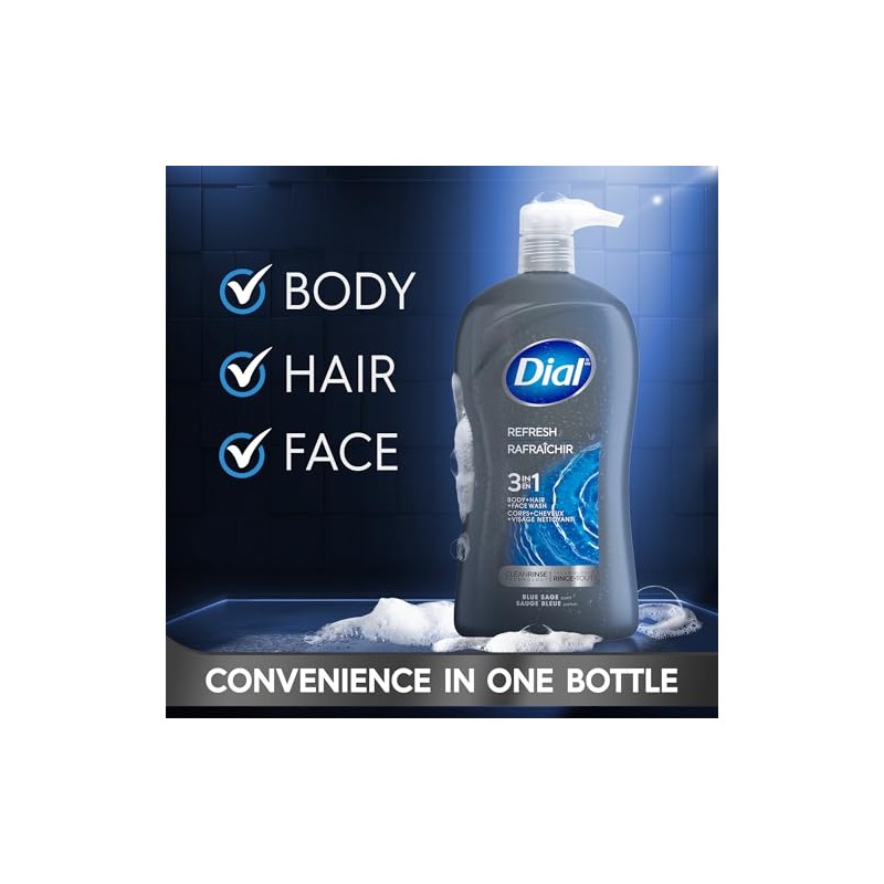 Dial for Men Hair + Body Wash, Hydro Fresh, 32