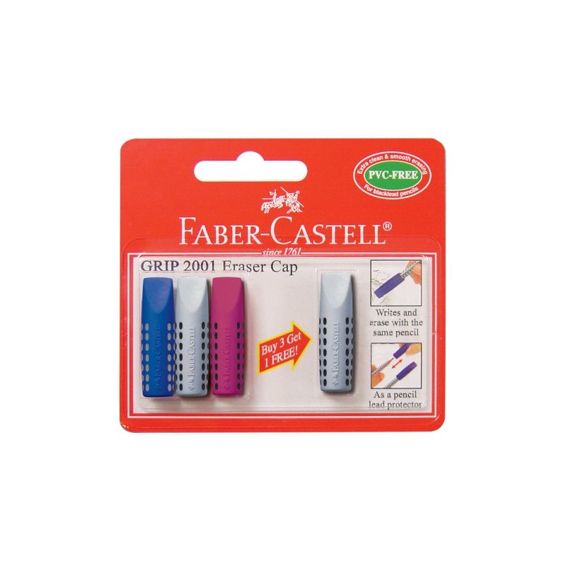 Faber-Castell Grip 2001 Eraser Caps (Pack of 4)