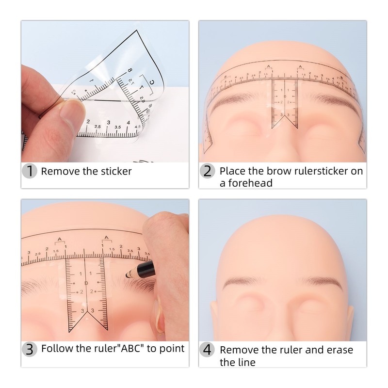 100PCS Eyebrow Ruler Stencils Clear Scale Transparent Adhesive Eyebrow Designer