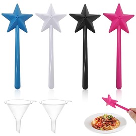 XUZOPIM Pack of 4 Spice Shakers, Salt and Pepper Shakers, Magic Wand, Salt and Pepper Shakers Star, with Funnel, Magic Wand, for Kitchen, Spices, Salt Dispenser, Restaurant, Spice Bottle