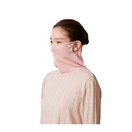 Skin Side Silk 2276NE-12 Soft Gauze Tone Sleep Supervision Face & Neck Warmer for Cold Protection Loose Cotton Silk Made in Japan, Pink