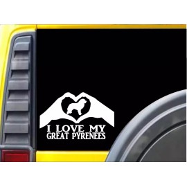 EZSTIK Great Pyrenees Heart Hands Sticker k661 8 inch dog decal