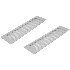 Vent Systems 16 x 4 Inch (Outer Dimensions) Air Supply Ventilation Grille - Pack of 2 - Silver Aluminum Rectangle Intake/Exhaust Door Vent Deflector - HVAC for Home Improvement Floor, Wall Duct Cover