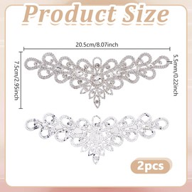 NBEADS Pack of 2 Silver Rhinestone Patches, Flower Crystal Applique Patch, Wedding Rhinestones Applique Sew-On Patches for Wedding Dress Clothing DIY Embellishments, 7.5 x 20.5 cm