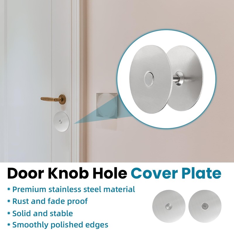 Door Knob Hole Cover Plate, 1 Pack 2-5/8" Diameter Round