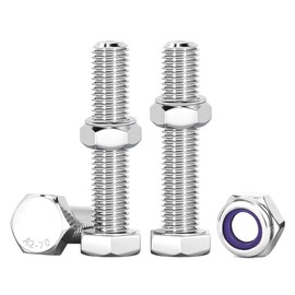 Drenky 10 pieces M6 screw nuts set, hex screw bolts and self-locking nuts, stainless steel A2 V2A screws assortment M6 x 35 mm for machines, furniture, cars, bicycles, ships, 3D printing