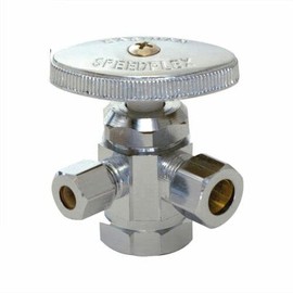 1/2 Inch FIP x 1/2 Inch Slip Joint x 1/4 Inch Comp Multi Turn Brass Angle Stop HQ