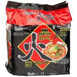 Paldo Hwa Ramyun - with Soy Peptide, Hot & Spicy Noodles, 4.23 Ounce (Pack of 20)