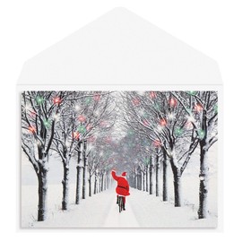 Graphique Santa Playing in Snow Holiday Cards - Pack of 15 Cards with Envelopes - Christmas Greetings - Glitter Accents - Boxed Set - 4.75" x 6.625"