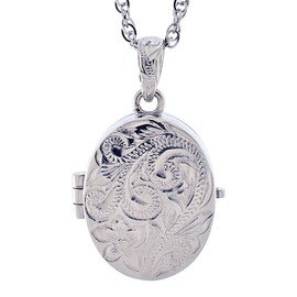 Piena Surgical Stainless Steel Locket Pendant Hawaiian Jewelry Plumeria Scroll Necklace for Women, Stainless Steel