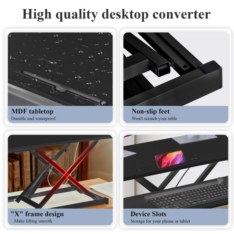 IGANG 37" Black Home Office Desk Riser Adjustable Standing Desk